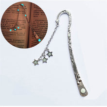 Load image into Gallery viewer, Luminous Sun Moon Star Bookmark Retro Pentagram Glowing Metal Bookmark