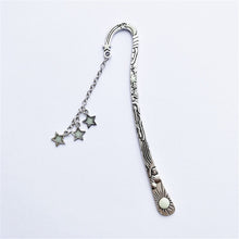 Load image into Gallery viewer, Luminous Sun Moon Star Bookmark Retro Pentagram Glowing Metal Bookmark