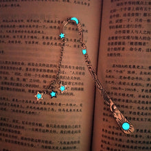 Load image into Gallery viewer, Luminous Sun Moon Star Bookmark Retro Pentagram Glowing Metal Bookmark