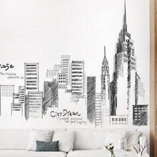 Load image into Gallery viewer, Creative City Building Wall Sticker Bedroom Living Room Sofa TV Background Wall Decoration Large Stickers, City, Clock tower, Buliding