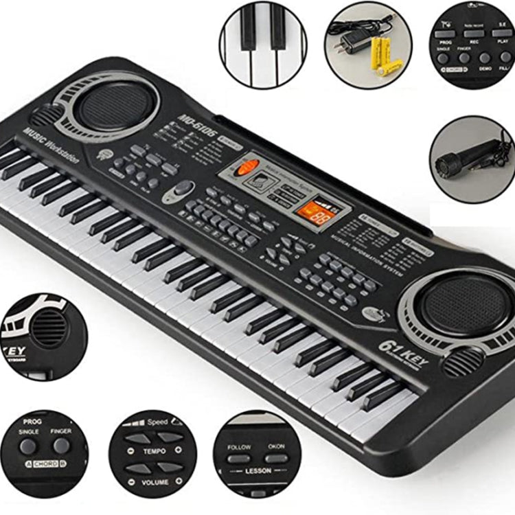 MQ-6106 61-key Multi-function Children Simulation Electronic Piano Children Intelligence Music Toys, EU Plug
