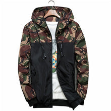 Load image into Gallery viewer, Men Bomber Jacket Thin Slim Long Sleeve Camouflage Military Jackets Hooded, M, L, XL, XXL, XXXL
