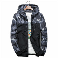Load image into Gallery viewer, Men Bomber Jacket Thin Slim Long Sleeve Camouflage Military Jackets Hooded, M, L, XL, XXL, XXXL