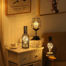Load image into Gallery viewer, Retro Classic Iron Art LED Table Lamp Reading Lamp Night Light Bedroom Lamp Desk Lighting Home Decoration, Red Wine Glass, Red Wine Bottle, Wake up Bottle, Separate Jug, Red Ｗine Glass + Red Ｗine Bottle, Red Wine + Red Wine + Hangover