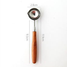 Load image into Gallery viewer, Wooden Handle Brass Seal Wax Spoon Tool Melting Sealing Wax Hand Account Stainless Steel Fire Paint Spoon, Stainless Steel Spoon, Rose Gold Spoon, Straight Round Wooden Spoon, Big with Black Handle