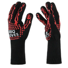 Load image into Gallery viewer, Heat-resistant High Temperature Fire Resistance Cooking Baking Barbecue Grill Gloves, Black ==, Red BBQ, Red Horizontal Stripes, Red Torch
