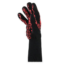 Load image into Gallery viewer, Heat-resistant High Temperature Fire Resistance Cooking Baking Barbecue Grill Gloves, Black ==, Red BBQ, Red Horizontal Stripes, Red Torch