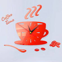 Load image into Gallery viewer, Home DIY 3D Stereo Decorative Fashion Coffee Wall Clock Acrylic Mirror Wall Sticker Coffee Clock