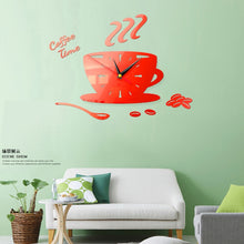 Load image into Gallery viewer, Home DIY 3D Stereo Decorative Fashion Coffee Wall Clock Acrylic Mirror Wall Sticker Coffee Clock