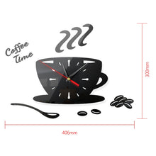 Load image into Gallery viewer, Home DIY 3D Stereo Decorative Fashion Coffee Wall Clock Acrylic Mirror Wall Sticker Coffee Clock