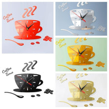 Load image into Gallery viewer, Home DIY 3D Stereo Decorative Fashion Coffee Wall Clock Acrylic Mirror Wall Sticker Coffee Clock
