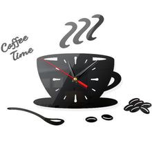 Load image into Gallery viewer, Home DIY 3D Stereo Decorative Fashion Coffee Wall Clock Acrylic Mirror Wall Sticker Coffee Clock