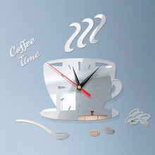 Load image into Gallery viewer, Home DIY 3D Stereo Decorative Fashion Coffee Wall Clock Acrylic Mirror Wall Sticker Coffee Clock