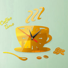 Load image into Gallery viewer, Home DIY 3D Stereo Decorative Fashion Coffee Wall Clock Acrylic Mirror Wall Sticker Coffee Clock