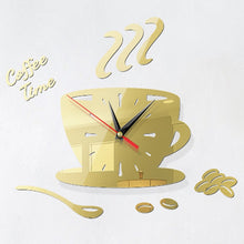 Load image into Gallery viewer, Home DIY 3D Stereo Decorative Fashion Coffee Wall Clock Acrylic Mirror Wall Sticker Coffee Clock
