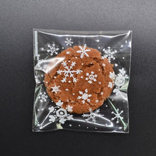 Load image into Gallery viewer, 1 Packs Snowflake Christmas Candy Cookie Snack Bag Self-adhesive Gift Bag, 5.5x5.5cm, 7x7cm, 10x10cm, 14x14cm