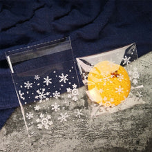 Load image into Gallery viewer, 1 Packs Snowflake Christmas Candy Cookie Snack Bag Self-adhesive Gift Bag, 5.5x5.5cm, 7x7cm, 10x10cm, 14x14cm
