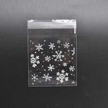 Load image into Gallery viewer, 1 Packs Snowflake Christmas Candy Cookie Snack Bag Self-adhesive Gift Bag, 5.5x5.5cm, 7x7cm, 10x10cm, 14x14cm