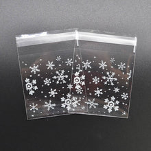 Load image into Gallery viewer, 1 Packs Snowflake Christmas Candy Cookie Snack Bag Self-adhesive Gift Bag, 5.5x5.5cm, 7x7cm, 10x10cm, 14x14cm