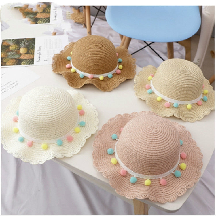 Girls Summer Breathable Straw Braided Floral Shape Border Beach Sun Hat + Small Satchel Set