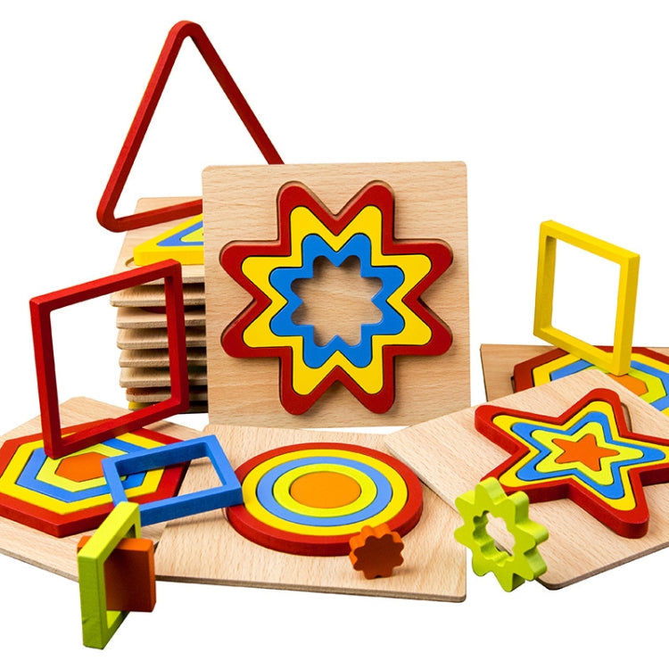DIY Creative 3D Wooden Puzzle Geometry Shape Puzzle Children Educational Toys
