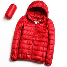 Load image into Gallery viewer, Casual Ultra Light White Duck Down Jacket Women Autumn Winter Warm Coat Hooded Parka, M, L, XL, XXL, XXXL, XXXXL