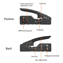 Load image into Gallery viewer, Multifunctional Seven-type Through-hole Crystal Head 6P8P Wire Stripping Network Tool Extrusion Crimping Wire Network Cable Pliers