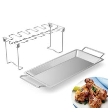 Load image into Gallery viewer, Stainless Steel Chicken Wing Leg Barbecue Rack with Drip Pan, Barbecue Rack