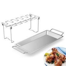 Load image into Gallery viewer, Stainless Steel Chicken Wing Leg Barbecue Rack with Drip Pan, Barbecue Rack