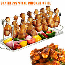 Load image into Gallery viewer, Stainless Steel Chicken Wing Leg Barbecue Rack with Drip Pan, Barbecue Rack