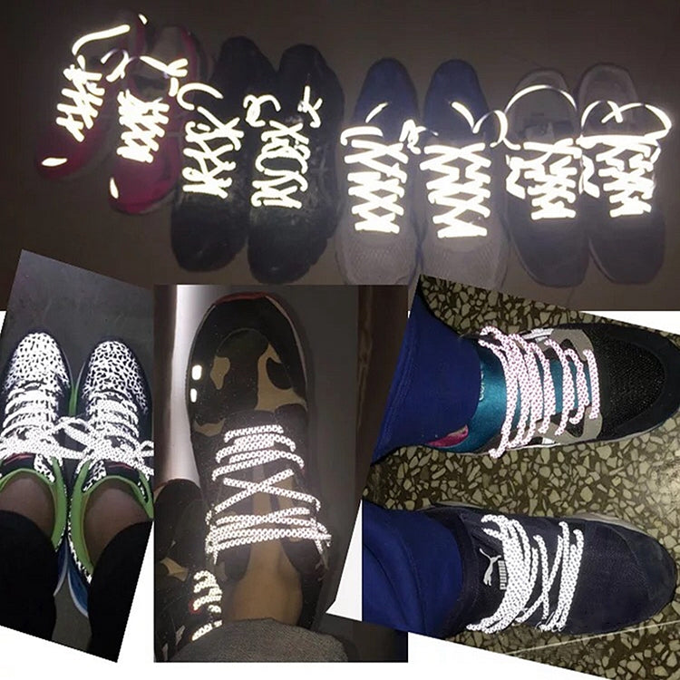 Reflective Shoe laces Round Sneakers ShoeLaces Kids Adult Outdoor Sports Shoelaces, 100cm, 120cm