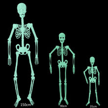 Load image into Gallery viewer, Luminous Skeleton Halloween Activity Props Bar Haunted House Decoration Supplies Fluorescent Skeleton, Small（35cm), Medium(90cm), Large(150cm)