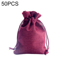 Load image into Gallery viewer, 50 PCS Multi size Linen Jute Drawstring Gift Bags Sacks Wedding Birthday Party Favors Drawstring Gift Bags, 7x9cm, 9x12cm, 10x14cm