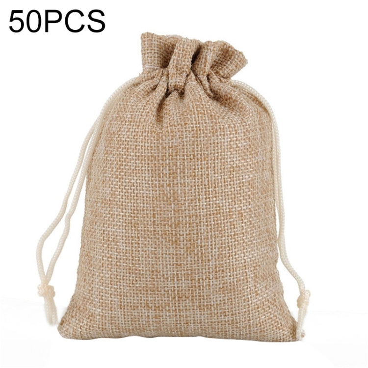 50 PCS Multi size Linen Jute Drawstring Gift Bags Sacks Wedding Birthday Party Favors Drawstring Gift Bags, 13x18cm, 15x20cm, 17x23cm