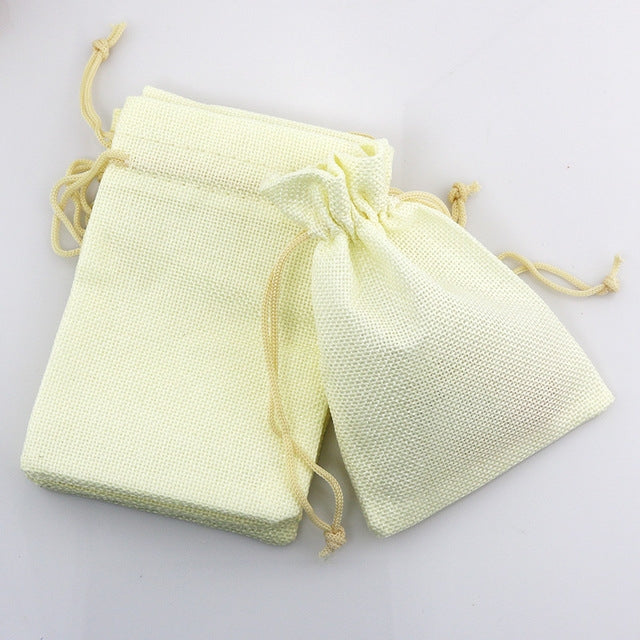 50 PCS Multi size Linen Jute Drawstring Gift Bags Sacks Wedding Birthday Party Favors Drawstring Gift Bags, 13x18cm, 15x20cm, 17x23cm