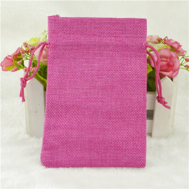 50 PCS Multi size Linen Jute Drawstring Gift Bags Sacks Wedding Birthday Party Favors Drawstring Gift Bags, 13x18cm, 15x20cm, 17x23cm