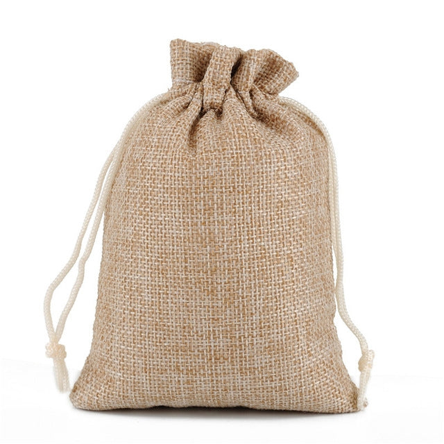 50 PCS Multi size Linen Jute Drawstring Gift Bags Sacks Wedding Birthday Party Favors Drawstring Gift Bags, 13x18cm, 15x20cm, 17x23cm