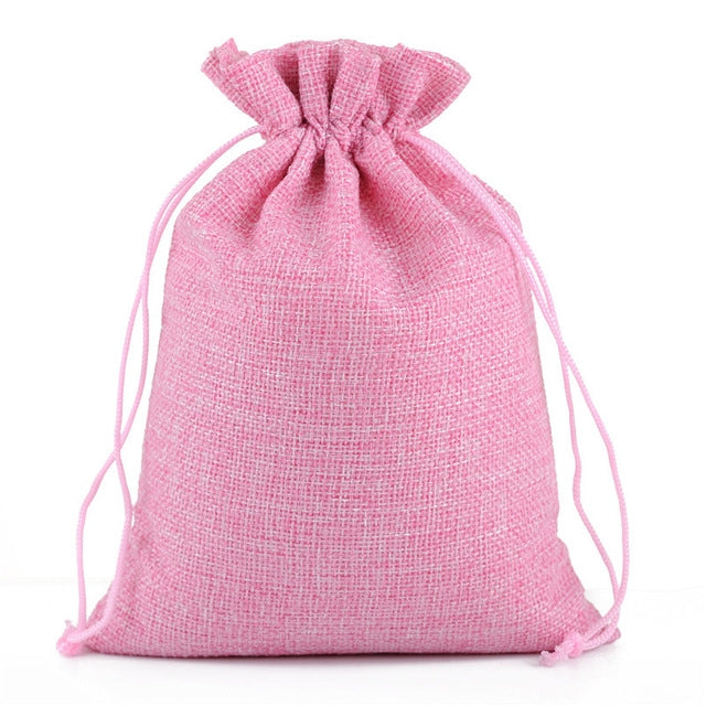 50 PCS Multi size Linen Jute Drawstring Gift Bags Sacks Wedding Birthday Party Favors Drawstring Gift Bags, 13x18cm, 15x20cm, 17x23cm