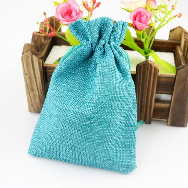 50 PCS Multi size Linen Jute Drawstring Gift Bags Sacks Wedding Birthday Party Favors Drawstring Gift Bags, 20x30cm