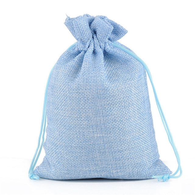 50 PCS Multi size Linen Jute Drawstring Gift Bags Sacks Wedding Birthday Party Favors Drawstring Gift Bags, 20x30cm