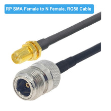 Load image into Gallery viewer, RP-SMA Female to N Female RG58 Coaxial Adapter Cable, RP-SMA Female to N Female 0.5m, RP-SMA Female to N Female 1m, RP-SMA Female to N Female 1.5m, RP-SMA Female to N Female 3m, RP-SMA Female to N Female 5m, RP-SMA Female to N Female 10m