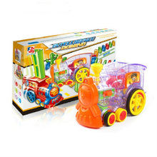 Load image into Gallery viewer, Puzzle Domino Car Electric Train With Sound And Light Music Automatic Licensing Electric Car Toy, Transparent, Yellow Bee, White Cow