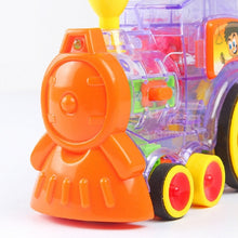 Load image into Gallery viewer, Puzzle Domino Car Electric Train With Sound And Light Music Automatic Licensing Electric Car Toy, Transparent, Yellow Bee, White Cow