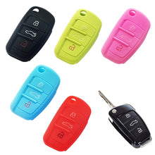 Load image into Gallery viewer, 2 PCS Car Key Cover Silicone Flip Key Remote Holder Case Cover for Audi Q3 A3 A1, Black, Green, Pink, Blue, Red