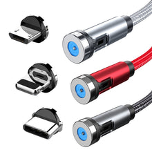 Load image into Gallery viewer, CC56 Dust Plug Rotating Magnetic Wire, Cbale Length: 2m, 2m Android Head, 2m Micro USB, 2m Type-C Head, 2m 8Pin Head, 2m Line+Three Heads, 2m + 8Pin + Type-C/USB-C + Micro USB, 2m Line