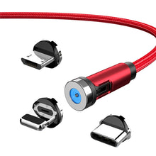 Load image into Gallery viewer, CC56 Dust Plug Rotating Magnetic Wire, Cbale Length: 2m, 2m Android Head, 2m Micro USB, 2m Type-C Head, 2m 8Pin Head, 2m Line+Three Heads, 2m + 8Pin + Type-C/USB-C + Micro USB, 2m Line