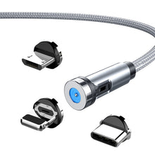 Load image into Gallery viewer, CC56 Dust Plug Rotating Magnetic Wire, Cbale Length: 2m, 2m Android Head, 2m Micro USB, 2m Type-C Head, 2m 8Pin Head, 2m Line+Three Heads, 2m + 8Pin + Type-C/USB-C + Micro USB, 2m Line