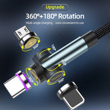 Load image into Gallery viewer, CC57 540 Degrees Rotary Magnetic Fast Charging Data Cable, 1m + 8 Pin + Type-C/USB-C + Micro USB + Red, 1m + Type-C/USB-C + Micro USB + Black, 2m + Type-C/USB-C + Micro USB + Red, 2m + Type-C/USB-C + Micro USB + Black