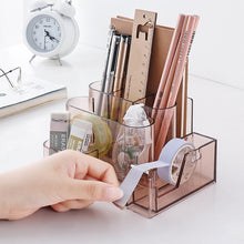 Load image into Gallery viewer, Transparent Acrylic Stationery Storage Box Creative Desk Organizer Plastic Compartment Pen Holder Office Accessories