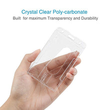 Load image into Gallery viewer, 20 PCS Hard Plastic ID Badge Card Holder Integrated Injection Molded Transparent Double-sided Card Holder, Vertical Type PS